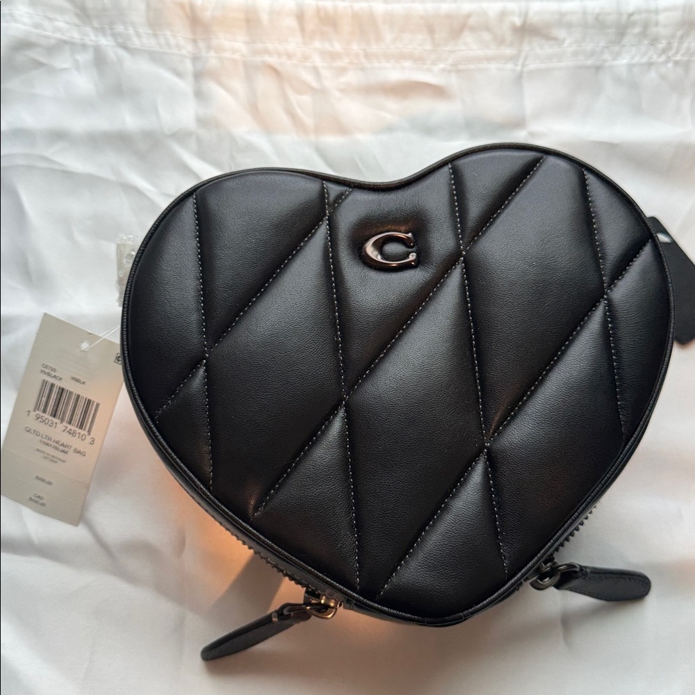NWT Coach Quilted Black Heart Crossbody Bag